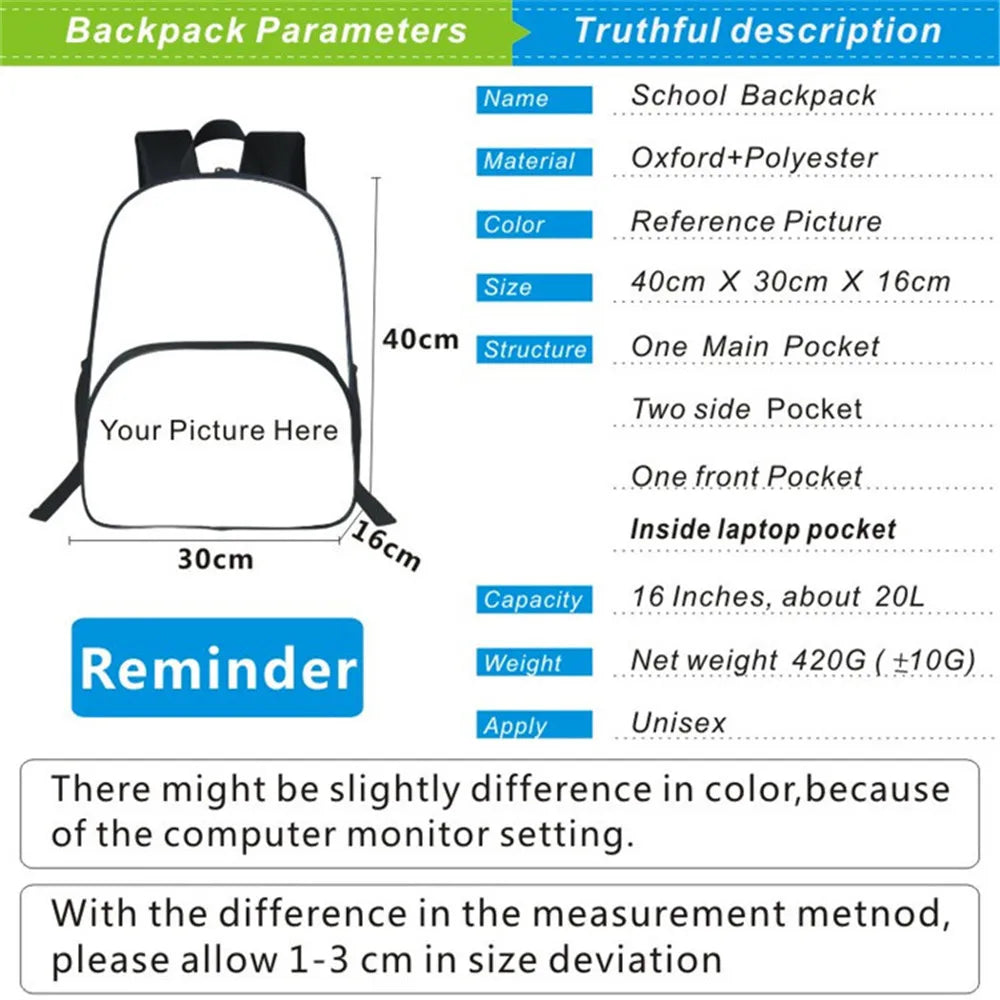 Sheesh Print Children Backpack for Teens School Bag
