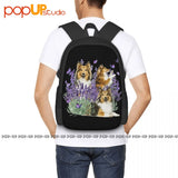 Shetland Sheepdog Purple Flower Backpack Large Capacity School Bag
