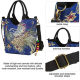 Sequins Peacock Embroidered Women Canvas Totes Bag Phoenix Shopping