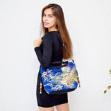 Sequins Peacock Embroidered Women Canvas Totes Bag Phoenix Shopping