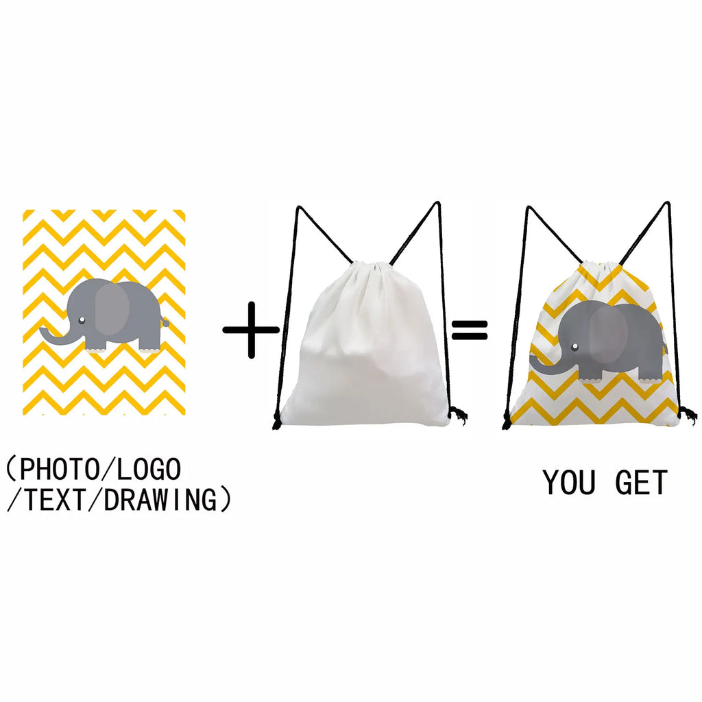Cat Print Drawstring Shoes Bag Backpack