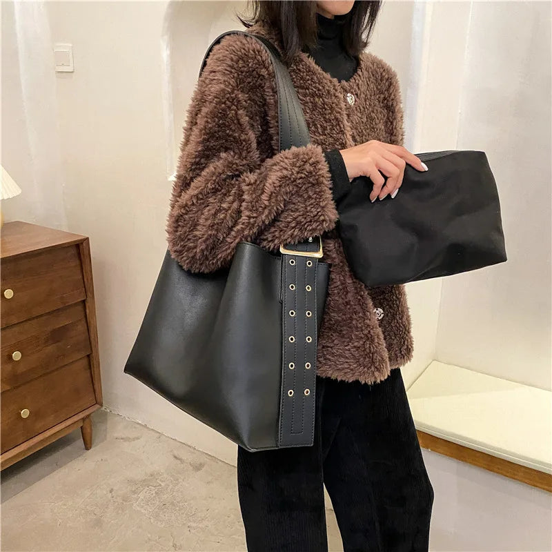 Women's Shoulder Bags Large Capacity PU Leather Handbag