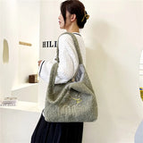 Women's Large Capacity Embroidered Shoulder Bag for Autumn Winter