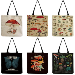 Cartoon Mushroom Printed Portable Beach Shoulder Bag