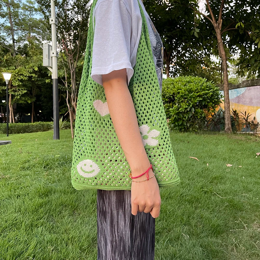 Mesh Eco-Friendly Foldable Travel Tote Handbag for Girls & Women