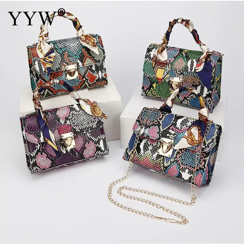 Snakeskin Scarf Women's Shoulder Bag Chain Handbag