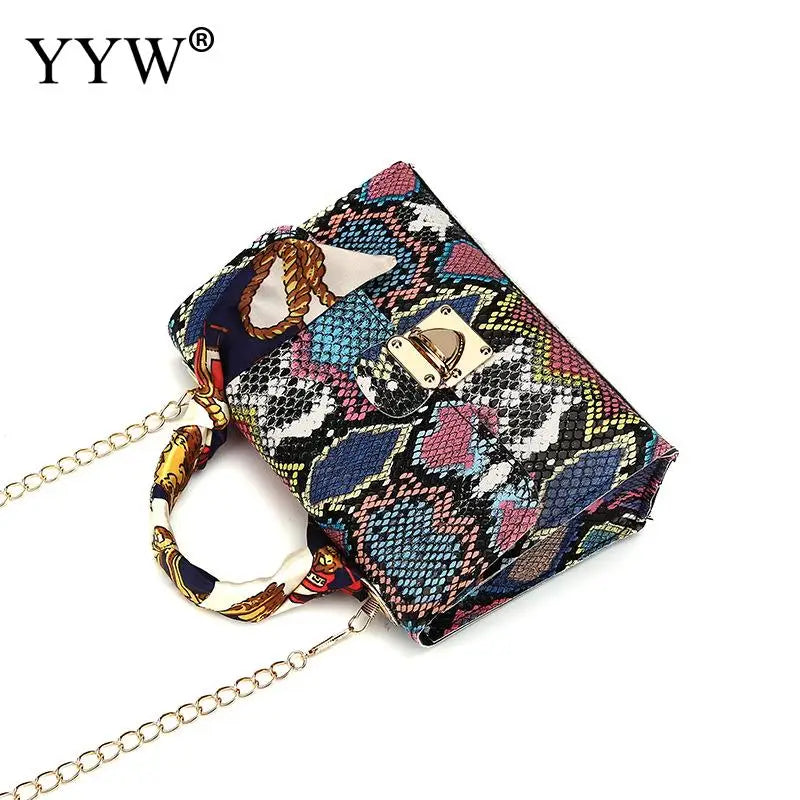 Snakeskin Scarf Women's Shoulder Bag Chain Handbag