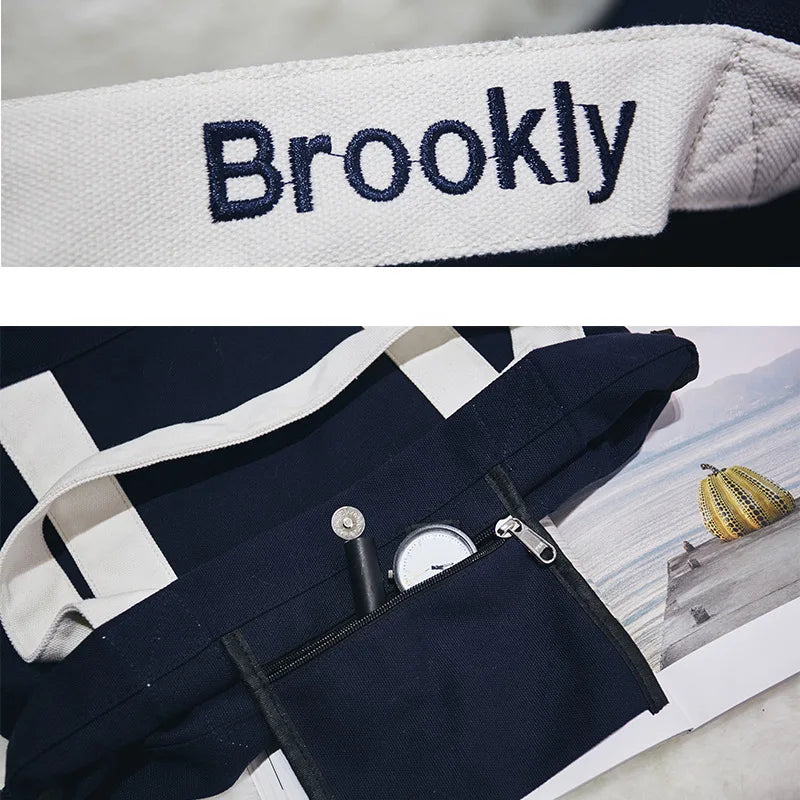 Embroidered Canvas Women's Shoulder Bag Handbag