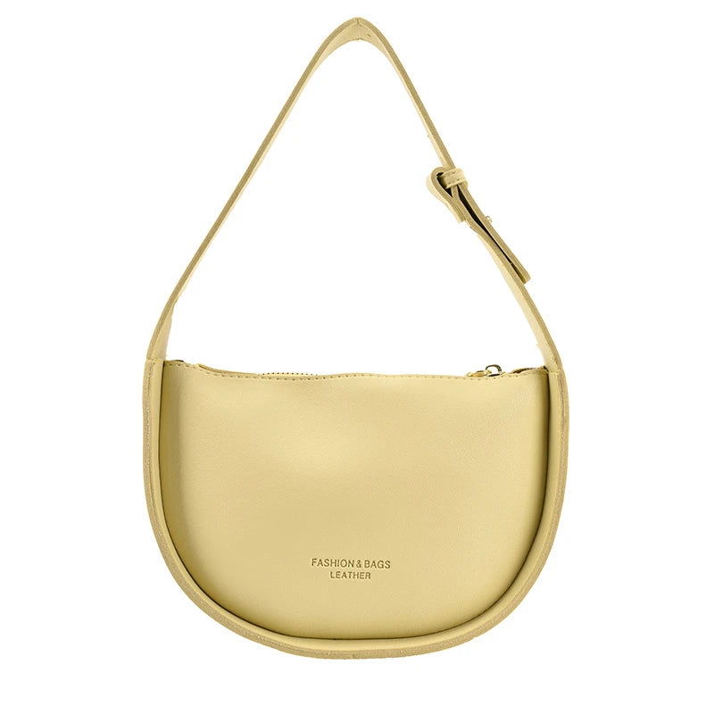 Semicircle Leather Shoulder Bag Women Crossbody Handbag Spring Casual Purse