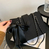 Women's Shoulder Bag Bow Chain Diamond Lattice Satchel Ins Style