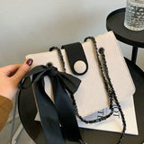 Women's Shoulder Bag Bow Chain Diamond Lattice Satchel Ins Style