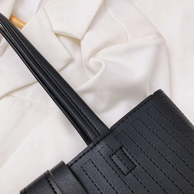 Shoulder Bag Women Casual PU Leather Large Capacity Shopping Bag