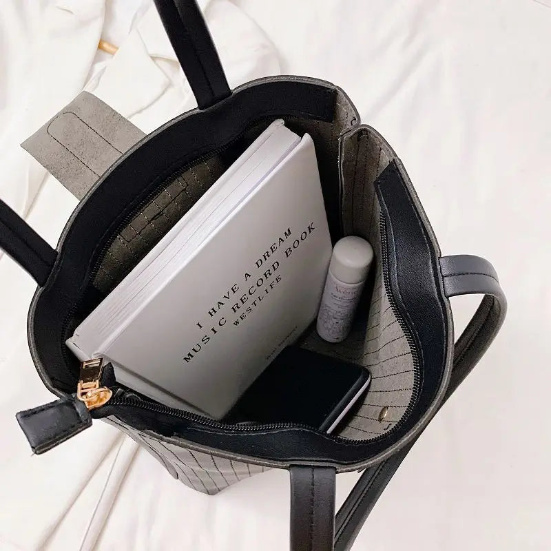 Shoulder Bag Women Casual PU Leather Large Capacity Shopping Bag