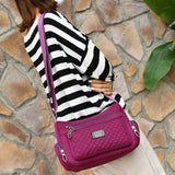 Waterproof Nylon Plaid Messenger Bag for Women