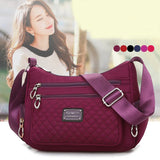 Waterproof Nylon Plaid Messenger Bag for Women