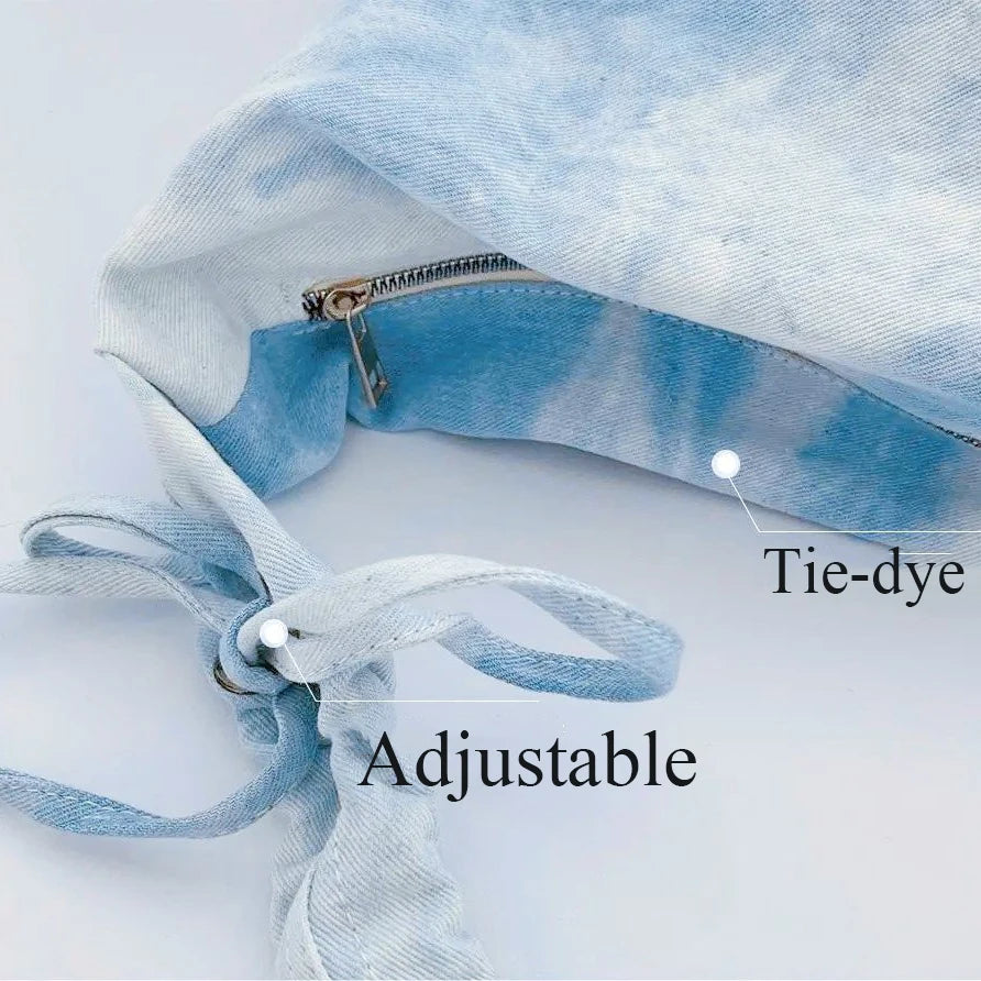 Shoulder Bag Women Tie-dye Canvas Zipper Hobos Folds