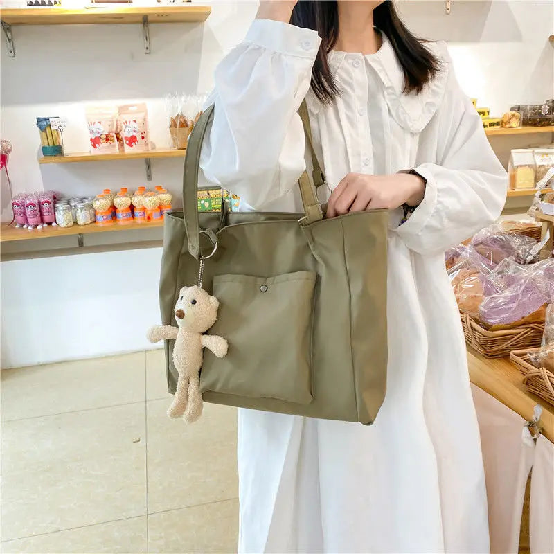 Womens Nylon Shoulder Bag High-capacity Totes Handbag Waterproof Schoolbags