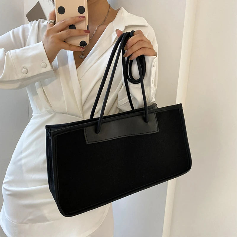 Canvas Women Shoulder Bag Large Capacity Underarm Style Zipper Handbags