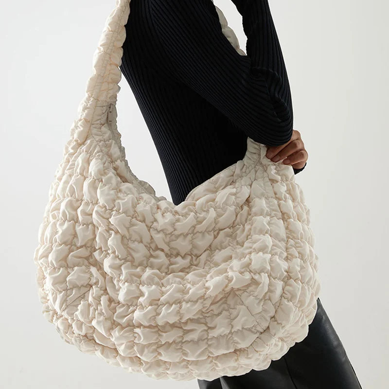 Shoulder Bags Ruched Handbags Casual Large Capacity Tote Nylon Down Cotton Cross