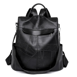Vintage Leather Women Backpack College Girl Backpack