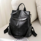 Vintage Leather Women Backpack College Girl Backpack