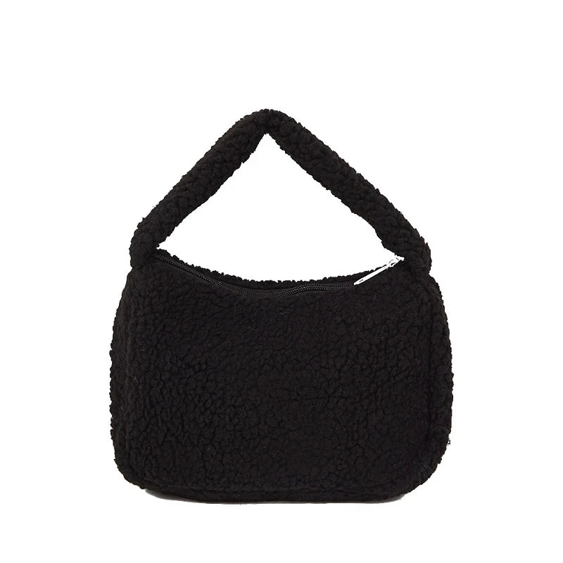 Plush Fluffy Totebag Women Soft Winter Underarm Bag