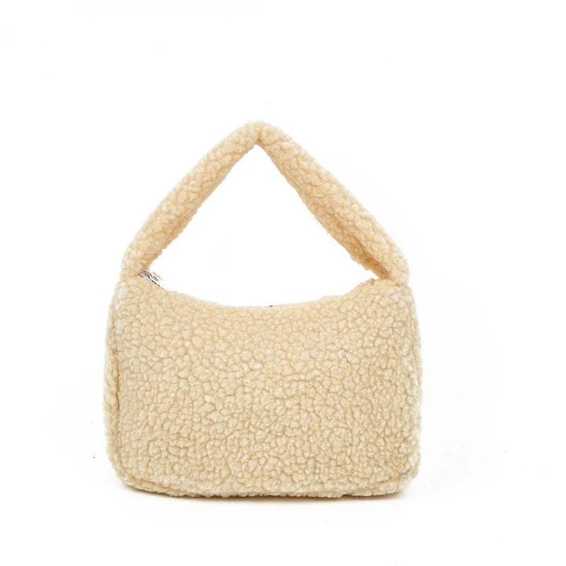 Plush Fluffy Totebag Women Soft Winter Underarm Bag