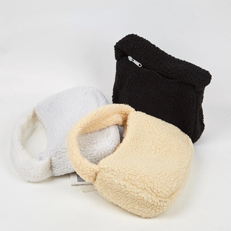 Plush Fluffy Totebag Women Soft Winter Underarm Bag