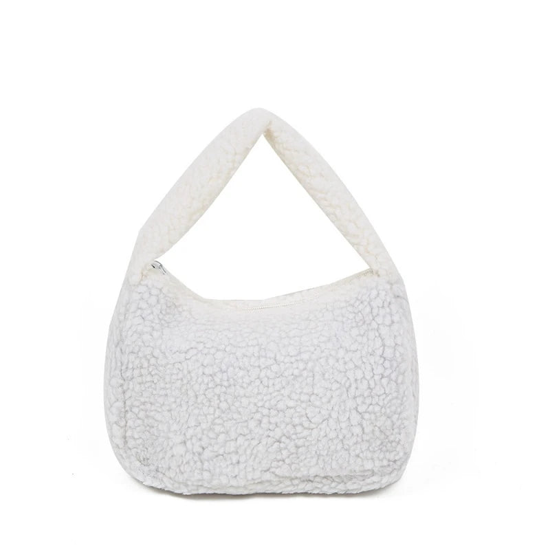 Plush Fluffy Totebag Women Soft Winter Underarm Bag