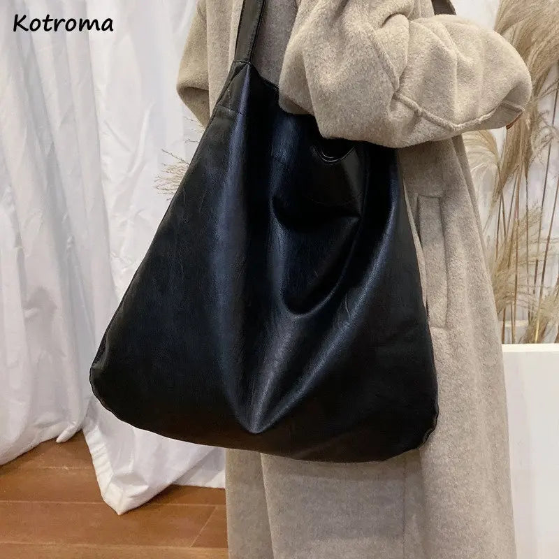 PU Leather Underarm Tote Bag Casual Large Capacity Womens Handbags