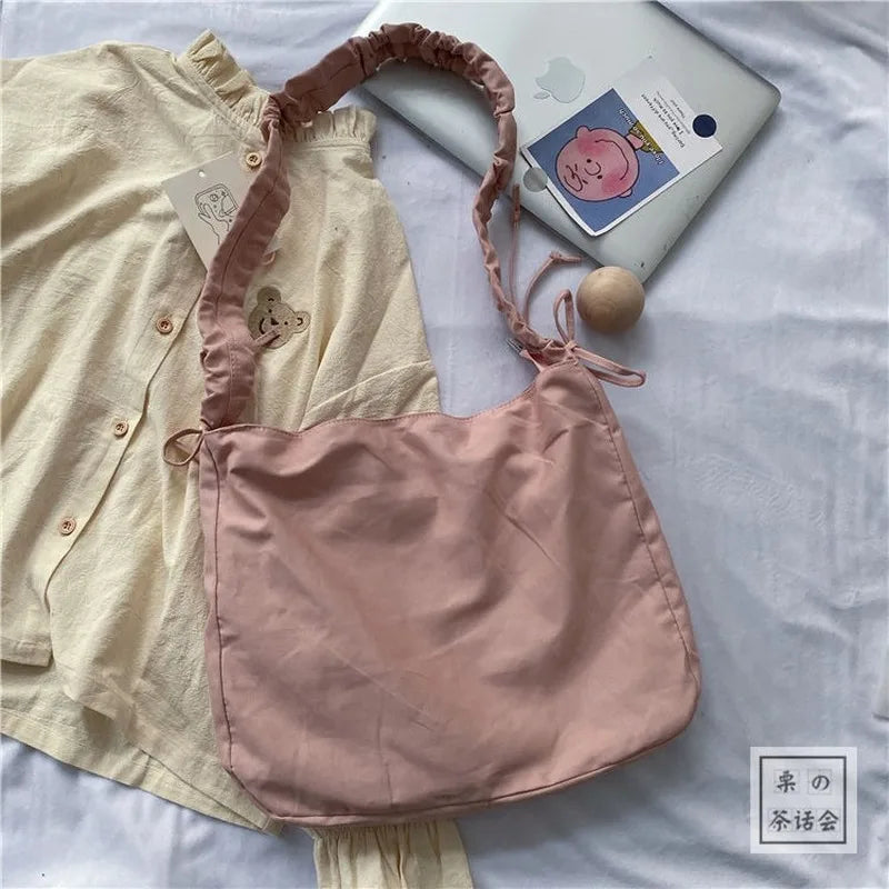 Shoulder Bags Solid Unisex School Bag Large Capacity Canvas Bag