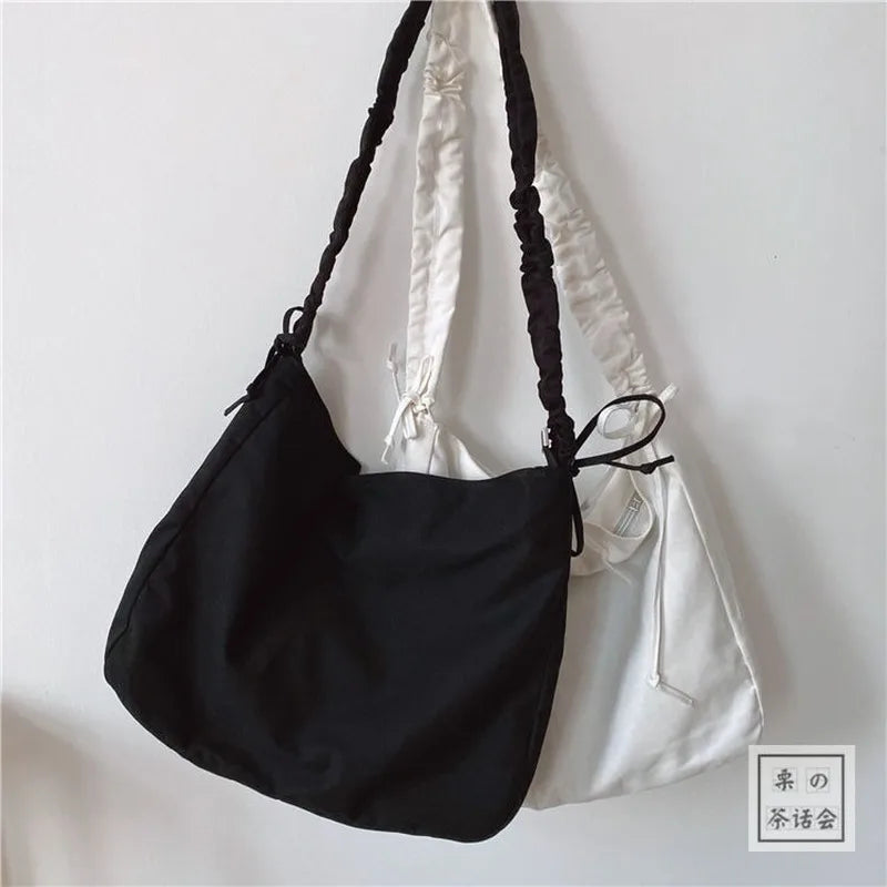 Shoulder Bags Solid Unisex School Bag Large Capacity Canvas Bag