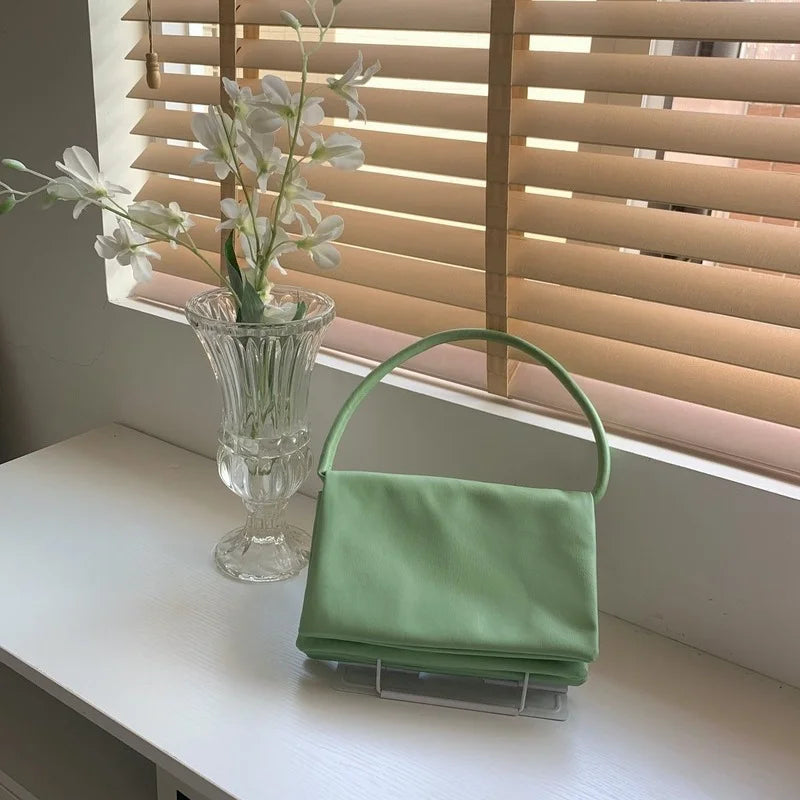 Shoulder Bags Women Accordion Pleated PU Leather Underarm for Female