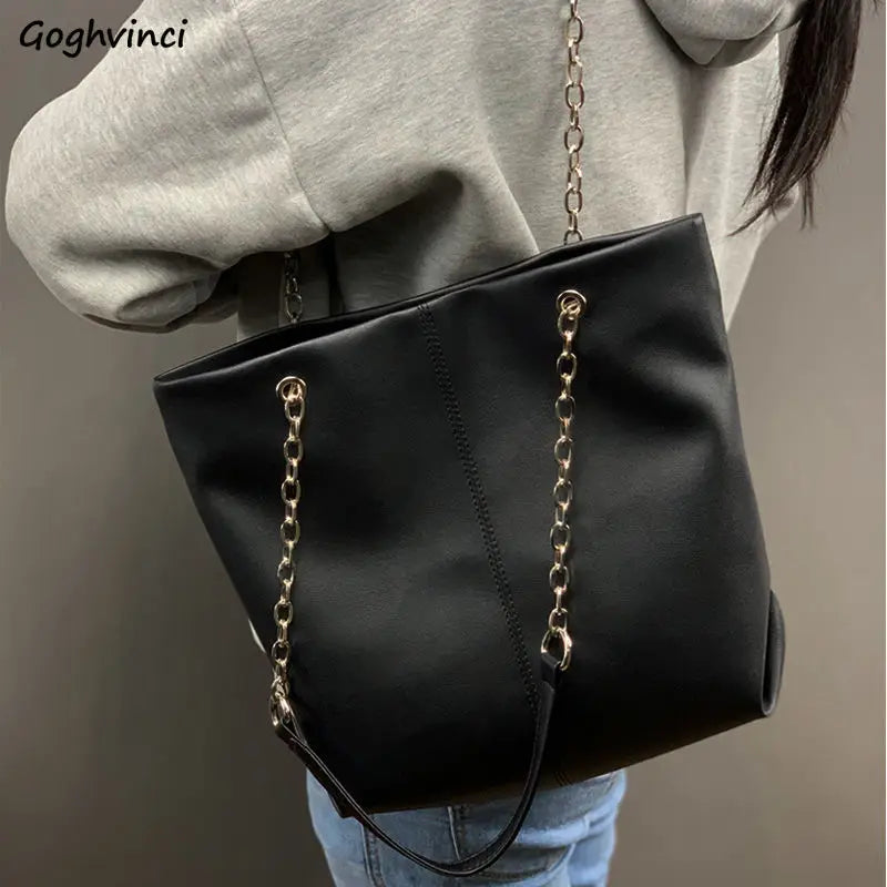Shoulder Bags Women Casual Totes Chains Strap Large Capacity Shopping Female