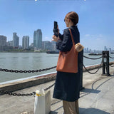 Brown Leisure Shoulder Bag Women Solid Retro Double Strap Soft PU Ins