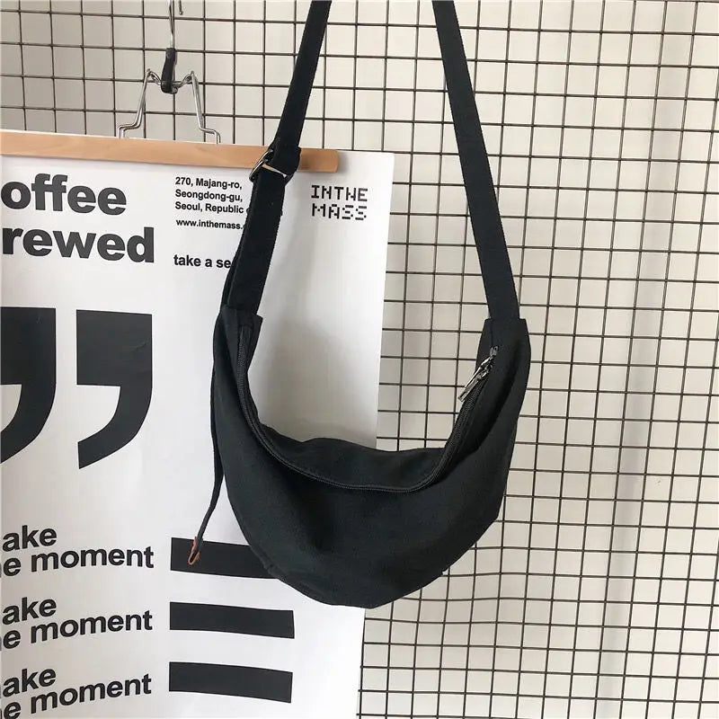 Canvas Zipper Shoulder Bag All-match Crossbody Harajuku High Street Ins Handbags