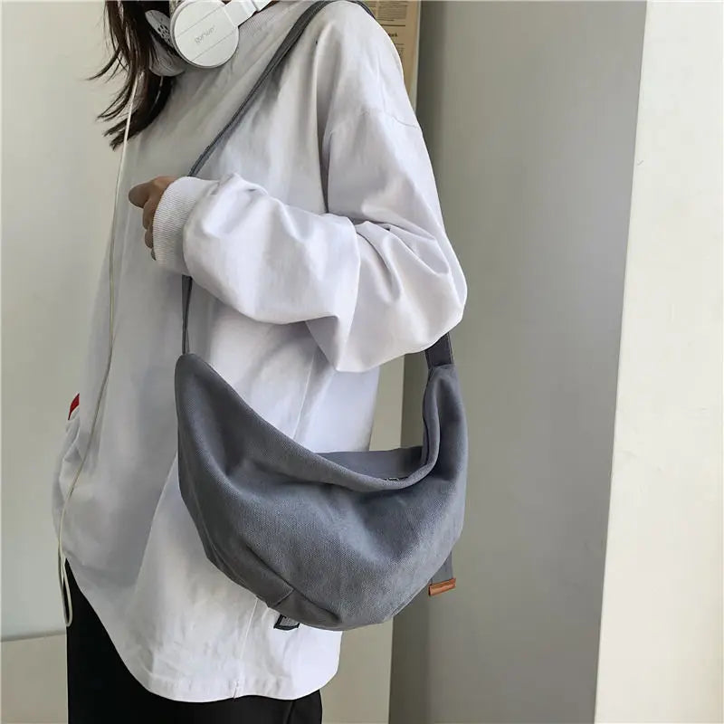 Canvas Zipper Shoulder Bag All-match Crossbody Harajuku High Street Ins Handbags