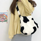 Women Cow Printed Shoulder Bag Large Capacity Crossbody Tote