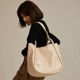 Women Shoulder Bag Large Capacity Tote Office Lady Handbag Solid Underarm Bag