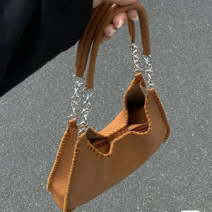 Women Underarm Chain Bag PU Leather Totes Large Capacity Handbags