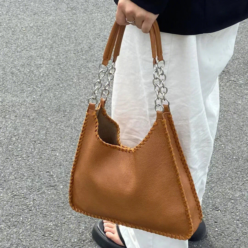 Women Underarm Chain Bag PU Leather Totes Large Capacity Handbags