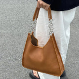 Women Underarm Chain Bag PU Leather Totes Large Capacity Handbags