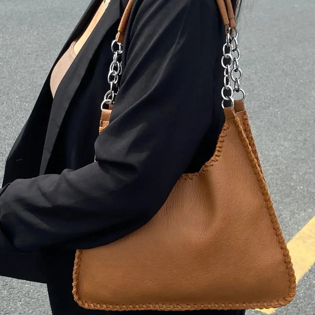 Women Underarm Chain Bag PU Leather Totes Large Capacity Handbags