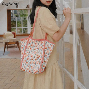 Floral Printed Large Capacity Shoulder Bag for Women