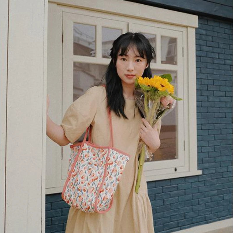 Floral Printed Large Capacity Shoulder Bag for Women