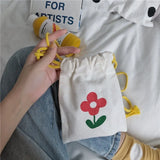 Flower Printed Canvas Shoulder Bag Mini Crossbody Purse