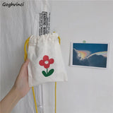 Flower Printed Canvas Shoulder Bag Mini Crossbody Purse