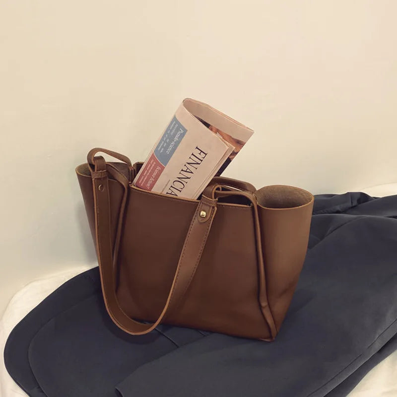 Brown Vintage Casual Totes Ladies Business Handbags