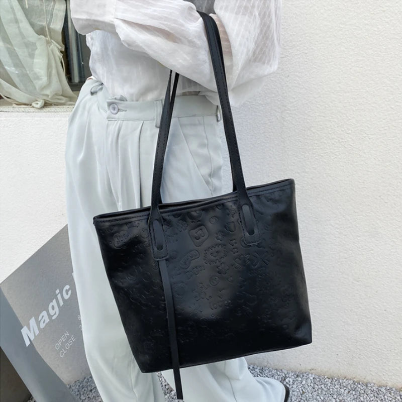 Shoulder Bags Women Large Capacity Casual Totes Cartoon Pattern Soft Handbags