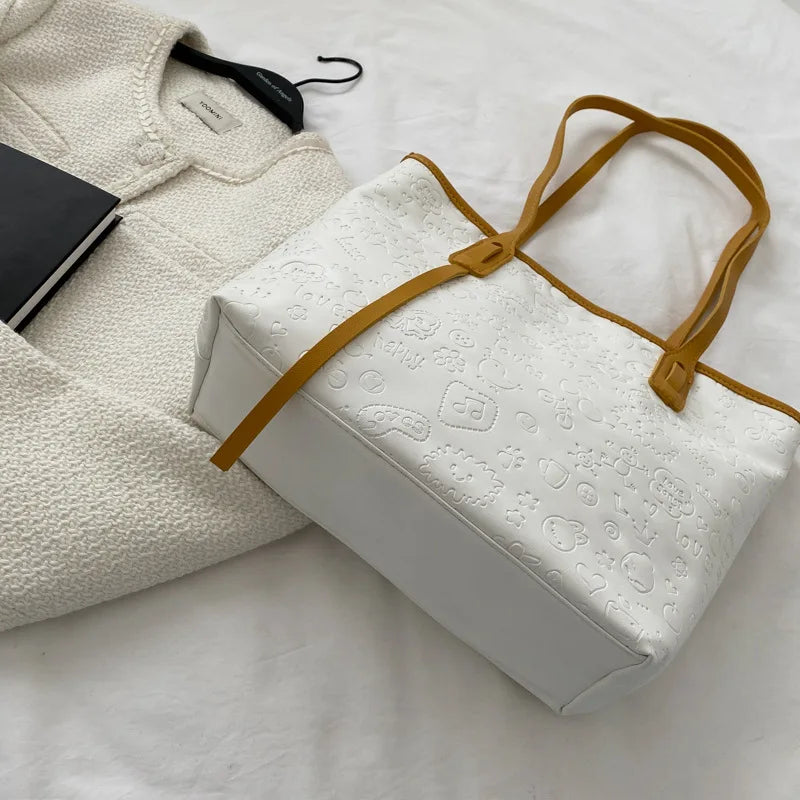 Shoulder Bags Women Large Capacity Casual Totes Cartoon Pattern Soft Handbags